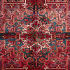 Persian Red Black Multi Colour Geometric Medallion Heriz Patterned Hand Knotted Wool Rug - 5