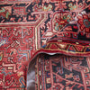 Persian Red Black Multi Colour Geometric Medallion Heriz Patterned Hand Knotted Wool Rug - 6
