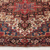 Persian Red Blue Beige Multi Colour Geometric Medallion Heriz Patterned Hand Knotted Wool Rug - 2