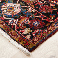 Persian Red Blue Beige Multi Colour Geometric Medallion Heriz Patterned Hand Knotted Wool Rug - 3