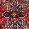 Persian Red Blue Beige Multi Colour Geometric Medallion Heriz Patterned Hand Knotted Wool Rug - 5