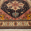 Persian Peach Blue Beige Multi Colour Geometric Medallion Heriz Patterned Hand Knotted Wool Rug - 2