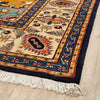 Persian Peach Blue Beige Multi Colour Geometric Medallion Heriz Patterned Hand Knotted Wool Rug - 3