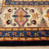 Persian Peach Blue Beige Multi Colour Geometric Medallion Heriz Patterned Hand Knotted Wool Rug - 4