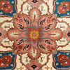 Persian Peach Blue Beige Multi Colour Geometric Medallion Heriz Patterned Hand Knotted Wool Rug - 5