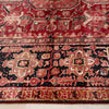 Persian Red Blue Beige Multi Colour Geometric Medallion Heriz Patterned Hand Knotted Wool Rug - 4