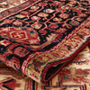 Persian Red Blue Beige Multi Colour Geometric Medallion Heriz Patterned Hand Knotted Wool Rug - 7