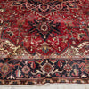 Persian Red Blue Beige Multi Colour Geometric Medallion Heriz Patterned Hand Knotted Wool Rug - 2
