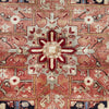 Persian Red Blue Beige Multi Colour Geometric Medallion Heriz Patterned Hand Knotted Wool Rug - 5
