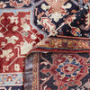 Persian Red Blue Beige Multi Colour Geometric Medallion Heriz Patterned Hand Knotted Wool Rug - 6