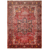 Persian Red Blue Beige Multi Colour Geometric Medallion Heriz Patterned Hand Knotted Wool Rug