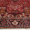 Persian Red Blue Beige Multi Colour Geometric Medallion Heriz Patterned Hand Knotted Wool Rug