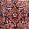 Persian Red Blue Beige Multi Colour Geometric Medallion Heriz Patterned Hand Knotted Wool Rug