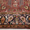 Persian Red Blue Green Beige Multi Colour Geometric Medallion Heriz Patterned Hand Knotted Wool Rug - 4