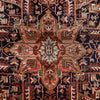 Persian Red Blue Green Beige Multi Colour Geometric Medallion Heriz Patterned Hand Knotted Wool Rug - 5