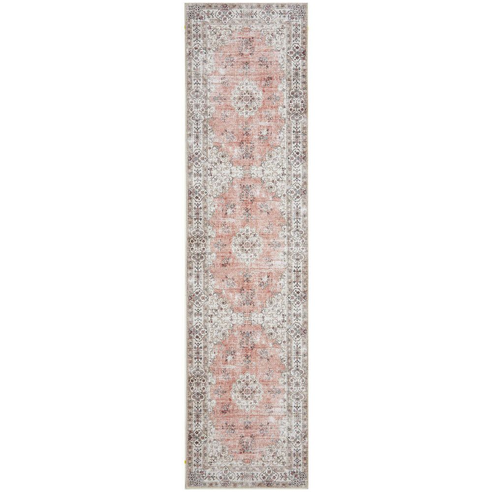 Audin 115 Peach Multi Coloured Bohemian Style Machine Washable Modern Runner Rug - Rugs Of Beauty - 1