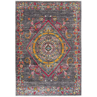 Persian Kuchi Grey Multi Colour Medallion Floral Hand Knotted Pure Wool Afghan Rug - Rugs Of Beauty - 1