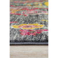 Persian Kuchi Grey Multi Colour Medallion Floral Hand Knotted Pure Wool Afghan Rug - Rugs Of Beauty - 4