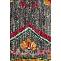 Persian Kuchi Grey Multi Colour Medallion Floral Hand Knotted Pure Wool Afghan Rug - Rugs Of Beauty - 5