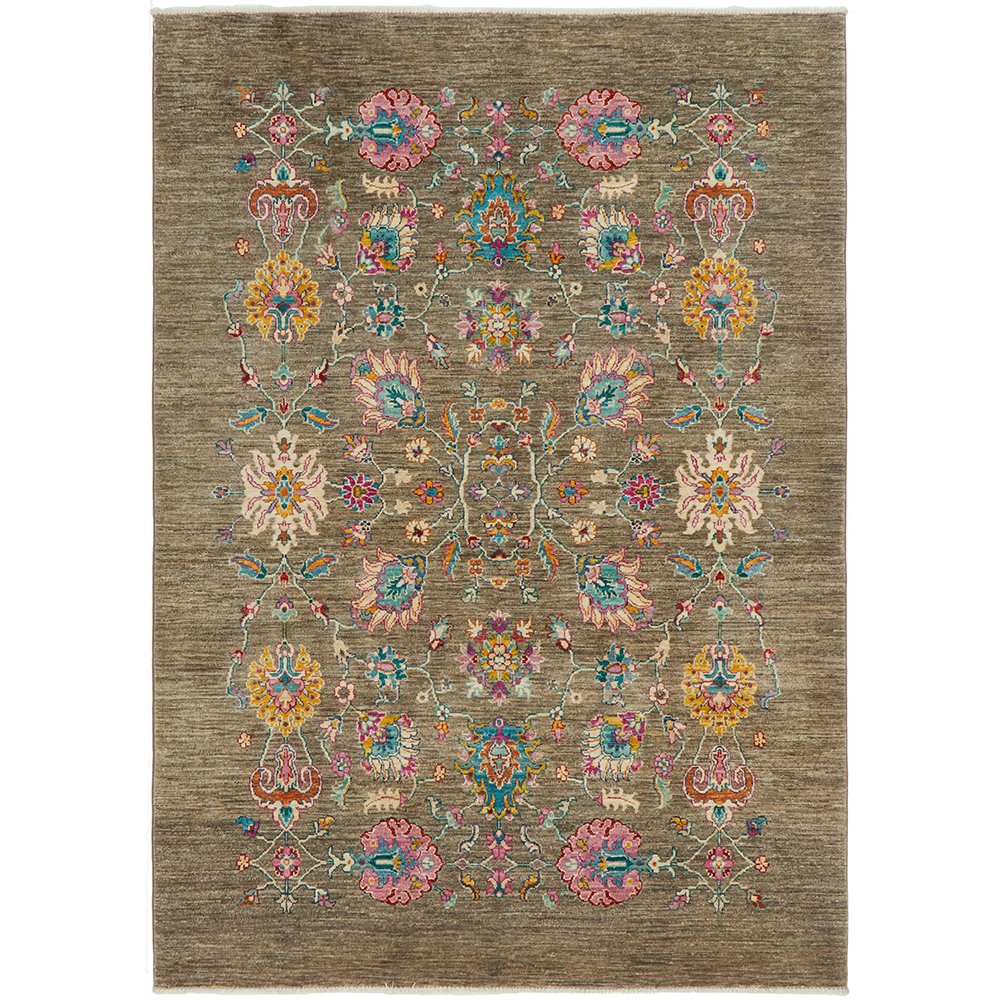 Persian Kuchi Multi Colour Medallion Floral Hand Knotted Pure Wool Afghan Rug - Rugs Of Beauty - 1