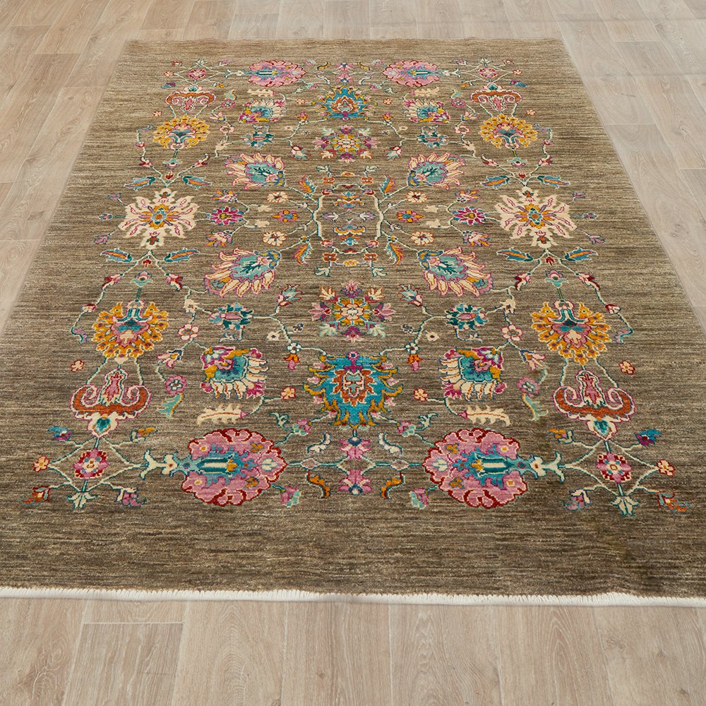 Persian Kuchi Multi Colour Medallion Floral Hand Knotted Pure Wool Afghan Rug - Rugs Of Beauty - 2