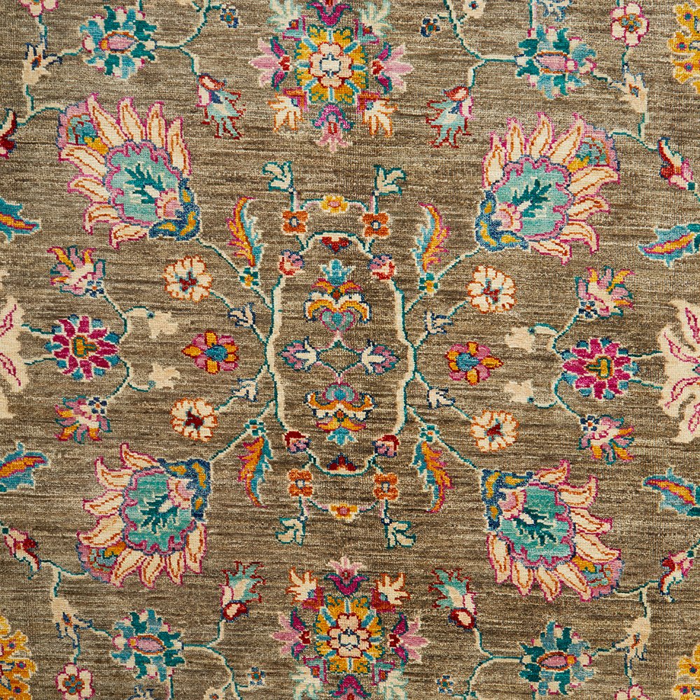 Persian Kuchi Multi Colour Medallion Floral Hand Knotted Pure Wool Afghan Rug - Rugs Of Beauty - 3