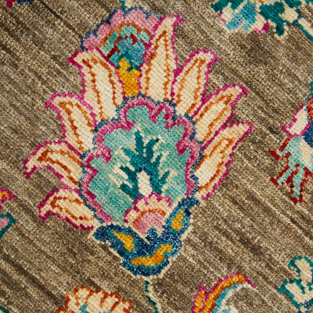 Persian Kuchi Multi Colour Medallion Floral Hand Knotted Pure Wool Afghan Rug - Rugs Of Beauty - 4