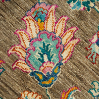 Persian Kuchi Multi Colour Medallion Floral Hand Knotted Pure Wool Afghan Rug - Rugs Of Beauty - 4