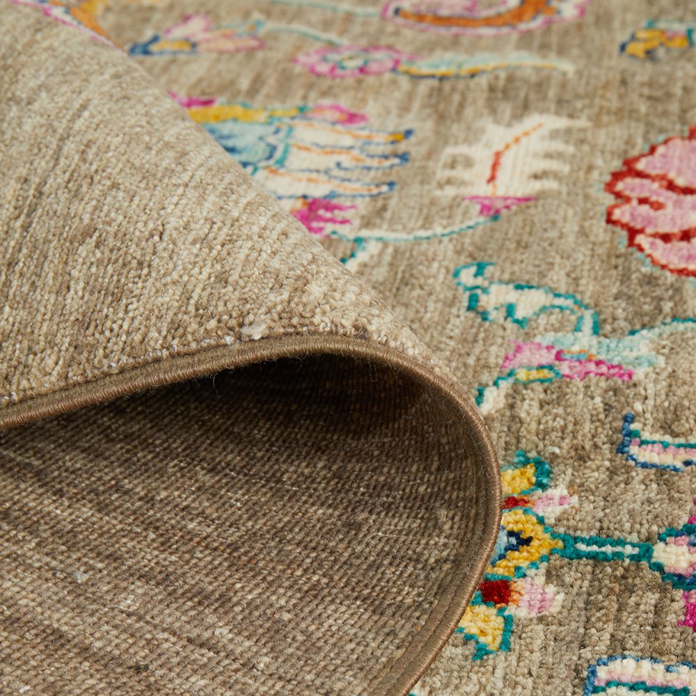 Persian Kuchi Multi Colour Medallion Floral Hand Knotted Pure Wool Afghan Rug - Rugs Of Beauty - 5