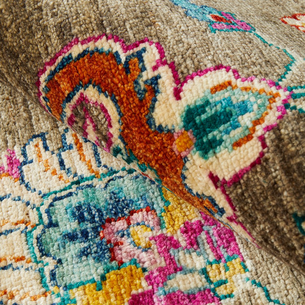 Persian Kuchi Multi Colour Medallion Floral Hand Knotted Pure Wool Afghan Rug - Rugs Of Beauty - 6