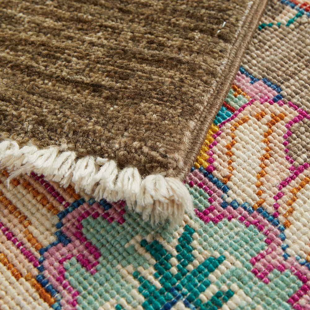 Persian Kuchi Multi Colour Medallion Floral Hand Knotted Pure Wool Afghan Rug - Rugs Of Beauty - 7