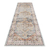 Blue multi-colored traditional patterned runner rug with intricate floral and geometric designs.