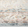 Blue multi-colored traditional patterned runner rug with intricate geometric details and soft polypropylene texture.
