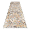 Blue and beige traditional patterned runner rug with intricate floral and geometric designs.