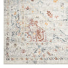 Cream traditional runner rug with faded multi-colored geometric and floral patterns.