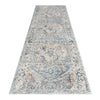 Blue multi-colored traditional patterned runner rug with intricate floral and geometric motifs.