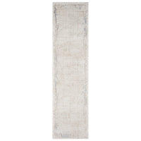 Beige runner rug with subtle textured abstract pattern and soft neutral tones.