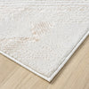 Beige and white modern runner rug with subtle textured pattern and clean edge on light wood floor.