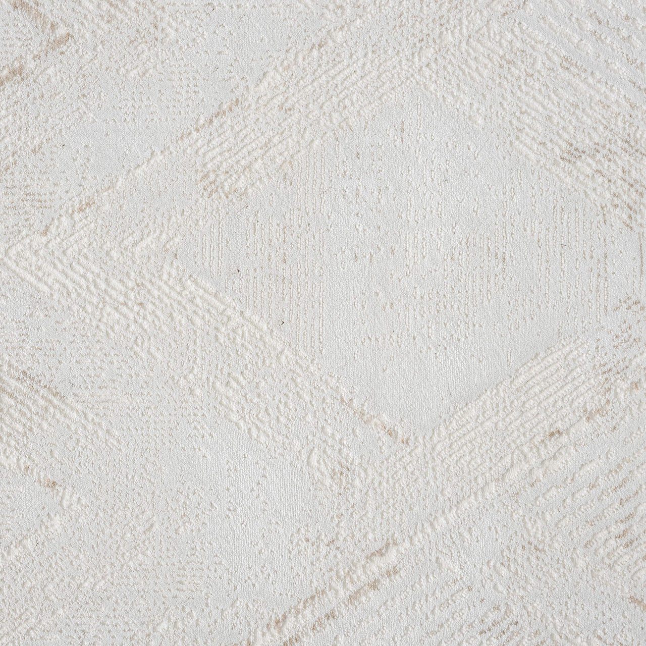 Beige and white runner rug with subtle geometric textured pattern in soft tones.