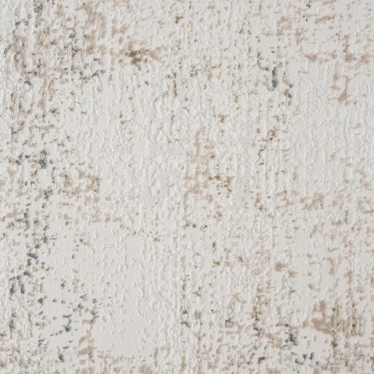 Beige and grey modern runner rug with textured abstract pattern and subtle distressed details.