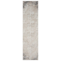 Beige and grey modern runner rug with subtle textured pattern and faded edges.