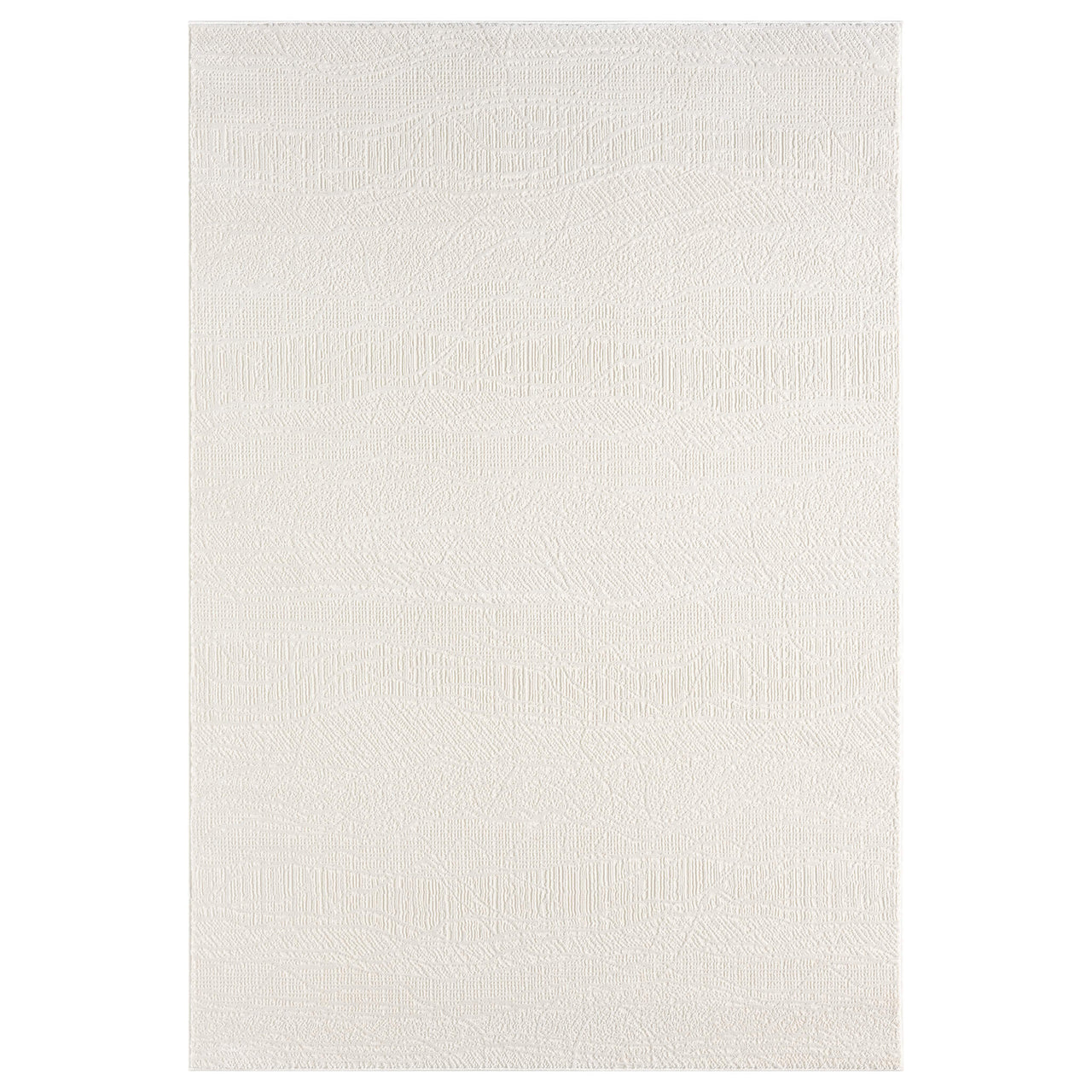 Cream modern rug with subtle textured pattern and a soft, plush finish.