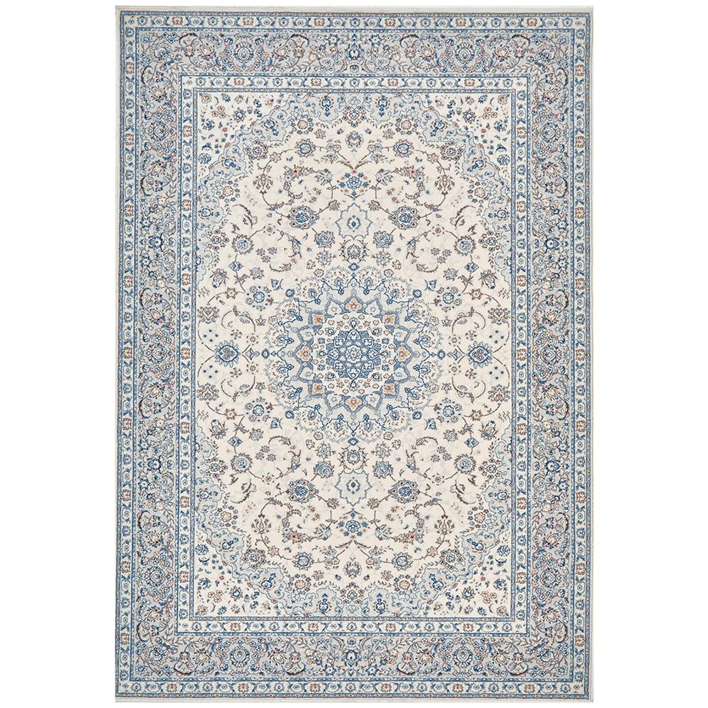Morriset 3783 Ivory Blue Traditional Kashan Wool Rug - Rugs Of Beauty - 1