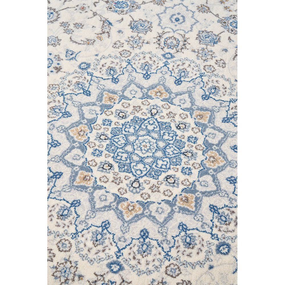 Morriset 3783 Ivory Blue Traditional Kashan Wool Rug - Rugs Of Beauty - 3