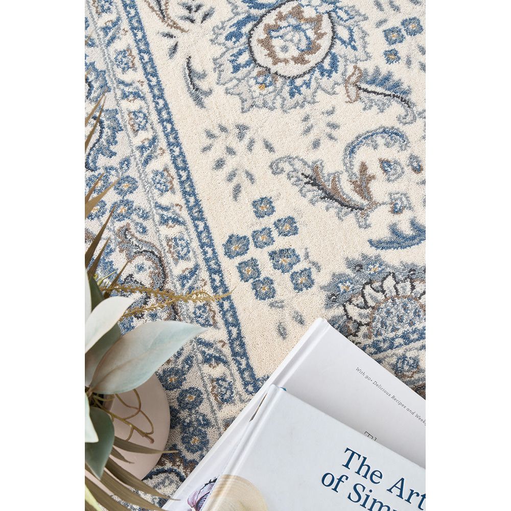 Morriset 3784 Cream Blue Traditional Nain Wool Rug - Rugs Of Beauty - 5