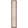 Beige Red Multi Colour Floral Patterned Hand Knotted Oriental Wool Silk Runner Rug - 1