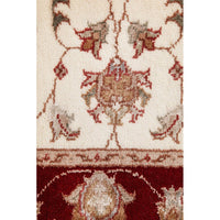 Beige Red Multi Colour Floral Patterned Hand Knotted Oriental Wool Silk Runner Rug - 5