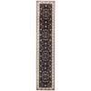 Black Beige Multi Colour Floral Patterned Hand Knotted Oriental Wool Silk Runner Rug - 1