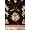 Black Beige Multi Colour Floral Patterned Hand Knotted Oriental Wool Silk Runner Rug - 5
