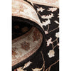 Black Beige Multi Colour Floral Patterned Hand Knotted Oriental Wool Silk Runner Rug - 6